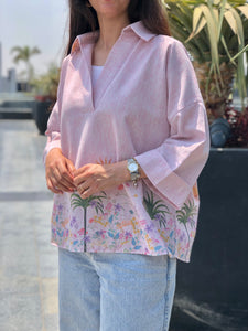 Pink Palm Linen Shirt - SW